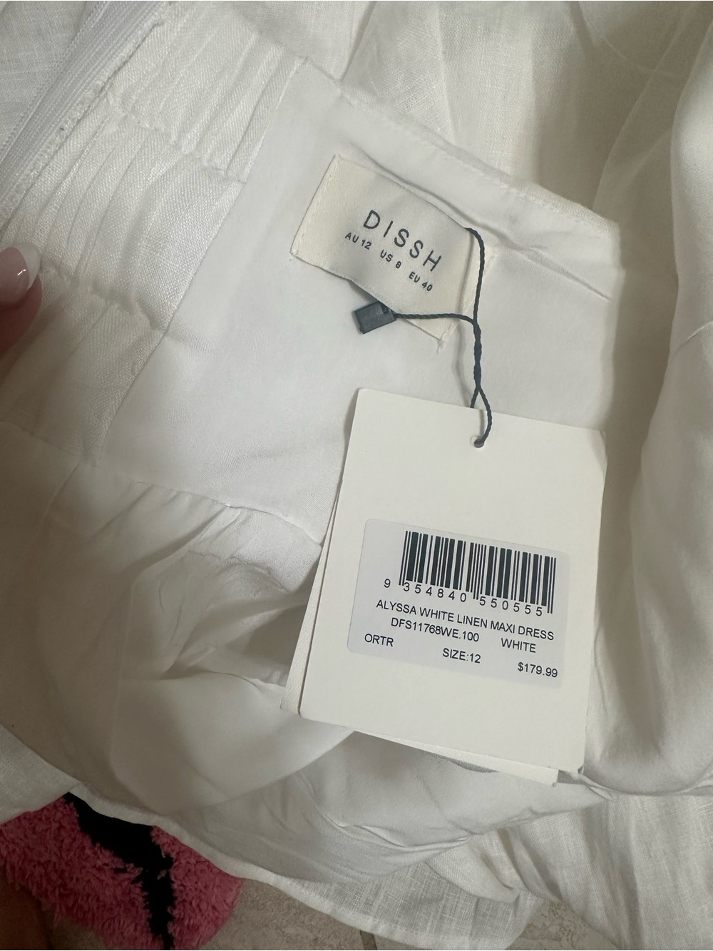 White linen Halter Maxi Dress with Keyhole Front - Picture 7 of 7